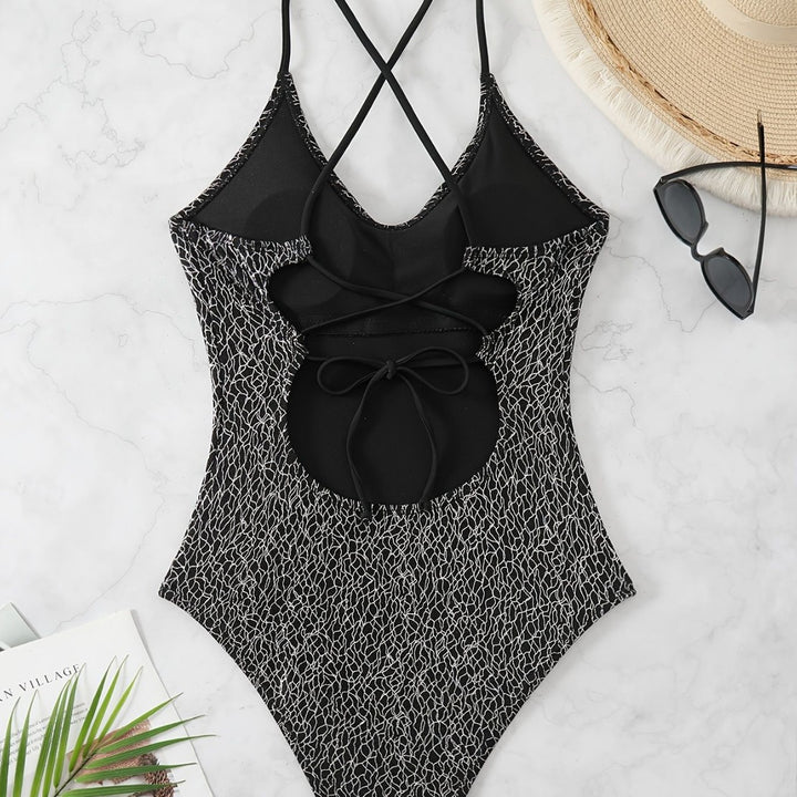 Women's One-Piece Swimsuit with Sophisticated Cross-Strap Design Mune Fashion