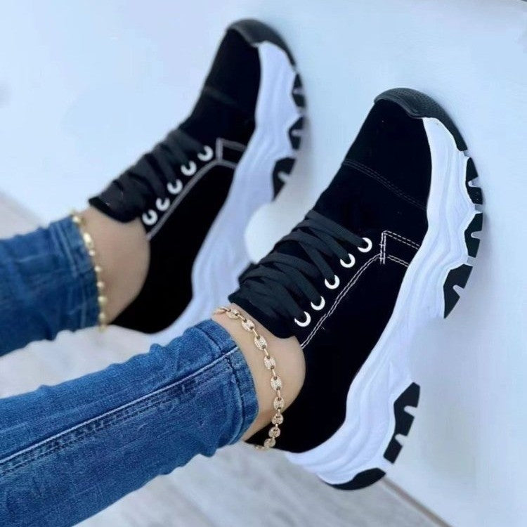 Women's Platform Sneaker with Distinctive Profile Sole and Contrast Stitching Mune Fashion