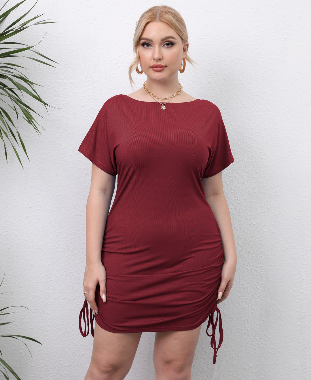 Women's fitted mini dress with adjustable side straps