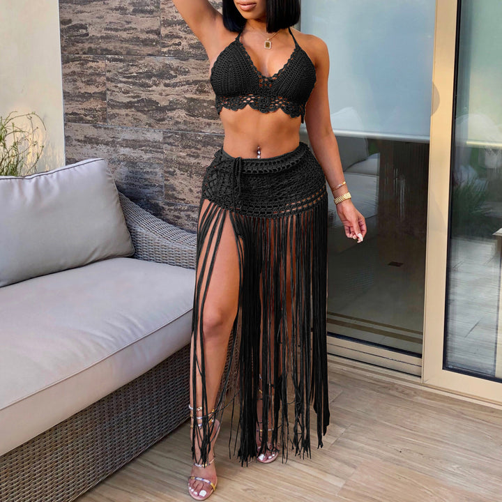 Women's crocheted beach outfit with frayed details Mune Fashion