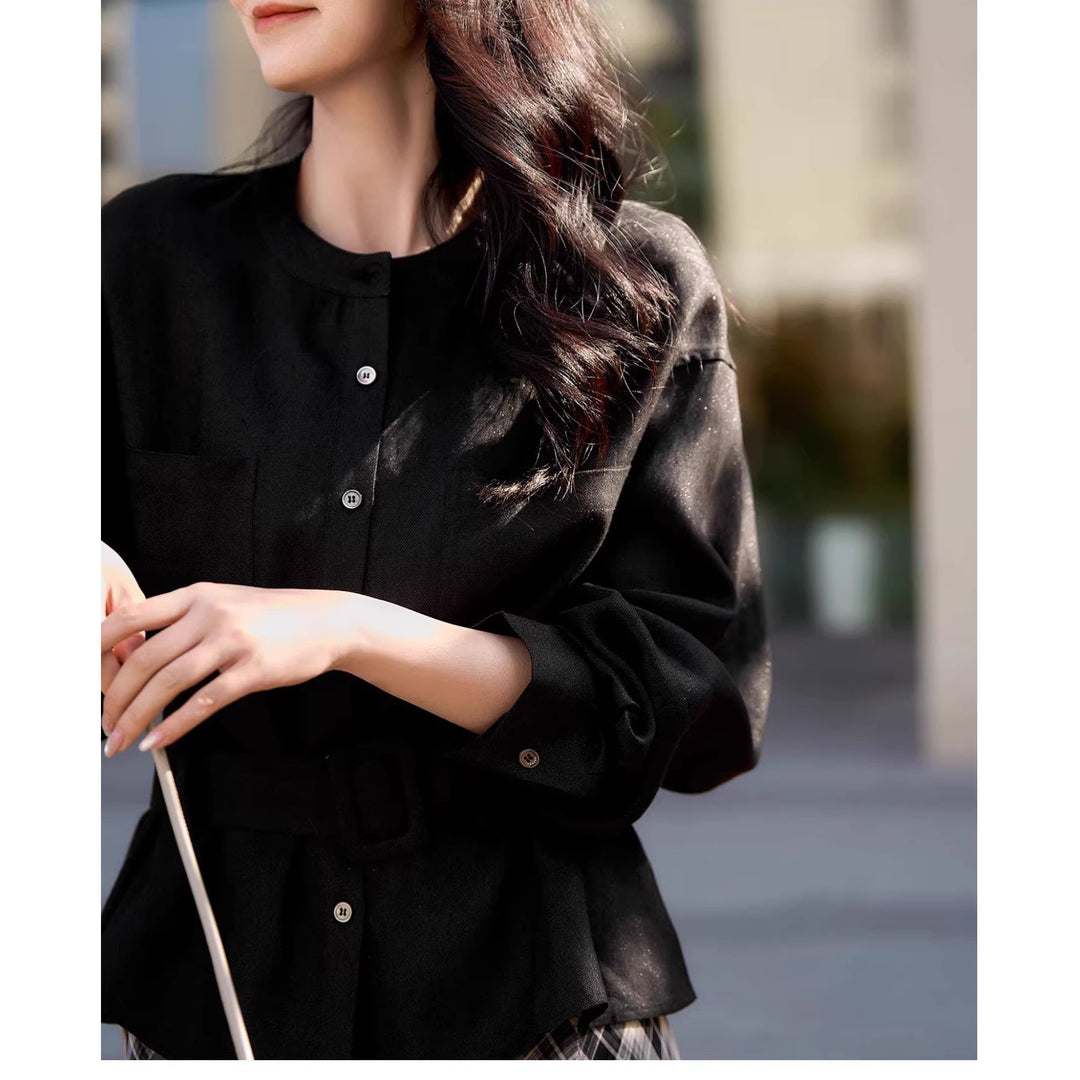 Women's Stylish Oversized Blouse with Belt Mune Fashion
