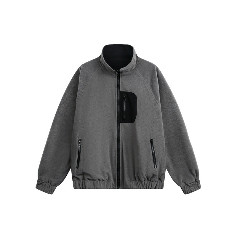 Unisex Lightweight Fleece Outdoor Jacket with Zipper Chest Pocket and Elastic Hem Mune Fashion