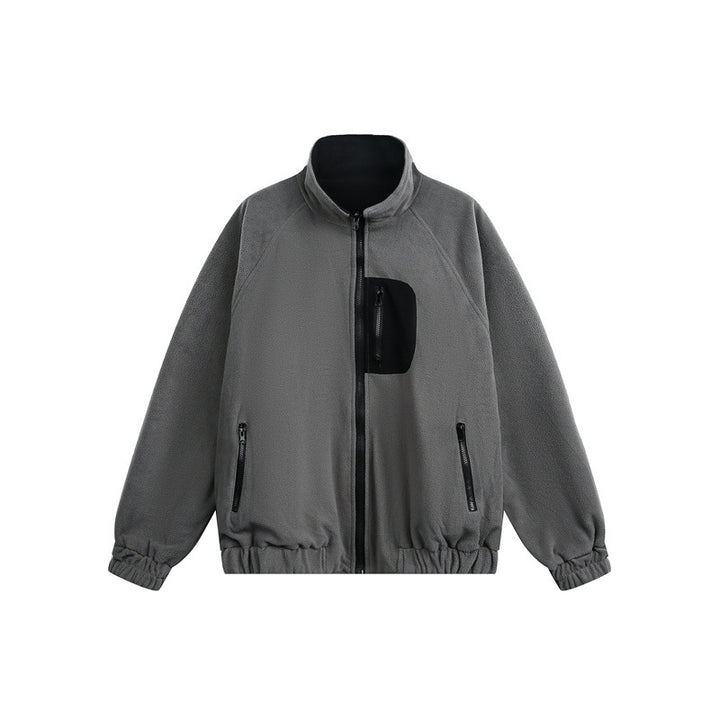 Unisex Lightweight Fleece Outdoor Jacket with Zipper Chest Pocket and Elastic Hem Mune Fashion