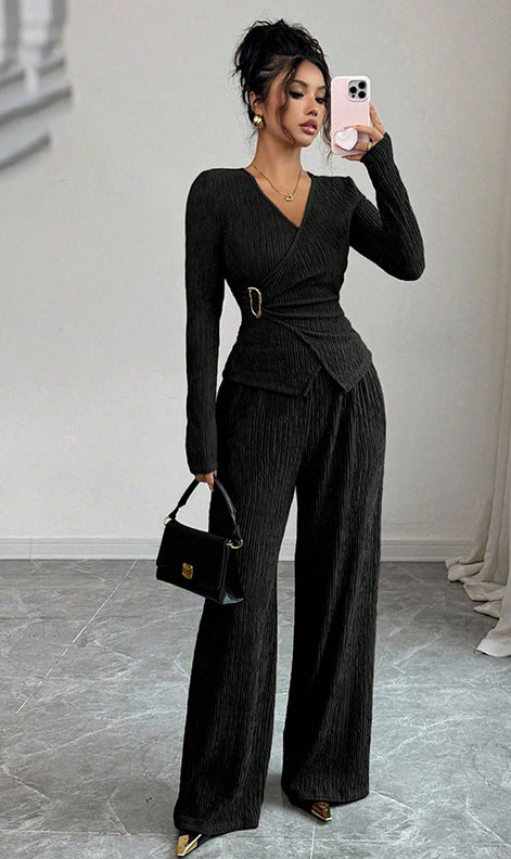 Women's Fashionable Jumpsuit with Wrap Look Mune Fashion
