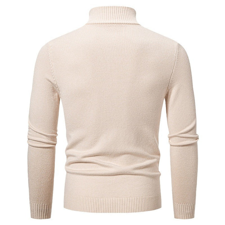 Men's fine-knit half-zip sweater with cable pattern, slim fit and stand-up collar Mune Fashion