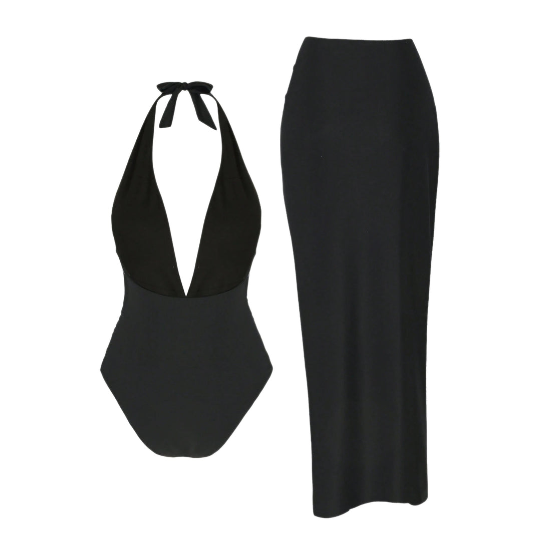 Women's Elegant Maxi Beach Dress with Deep V-Neck and Decorative Star Appliqués Mune Fashion