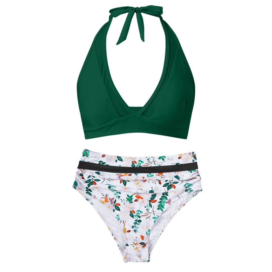 Women's High-Waisted Swimwear Set with Stylish Halter Top Mune Fashion