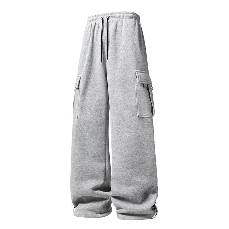 Men's Wide Cargo Jogging Pants with Thermofleece, Drawstring Waistband & Adjustable Leg Openings Mune Fashion