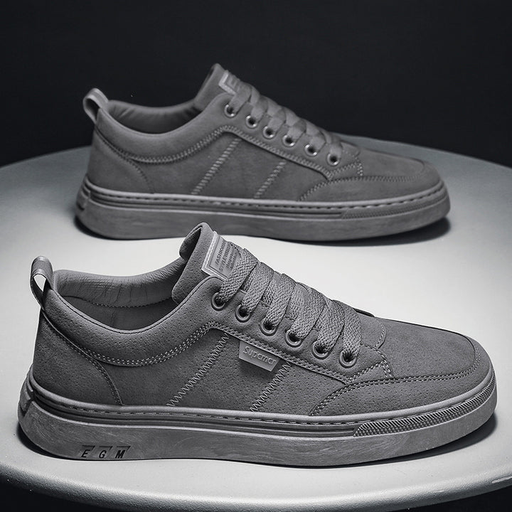 Men's Low Velvet Casual Sneakers with Padded Heel Collar and Subtle Seam Structure Mune Fashion