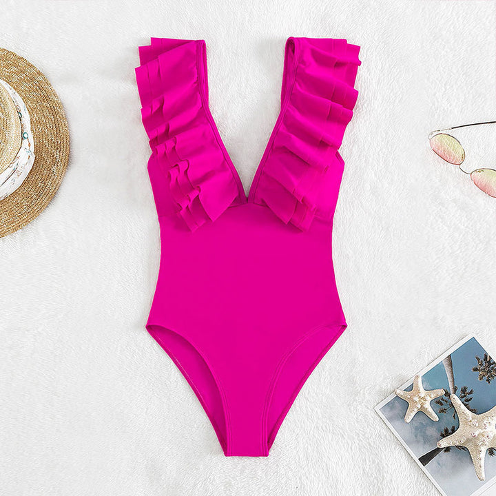 Women's one-piece swimsuit with fashionable ruffle details Mune Fashion