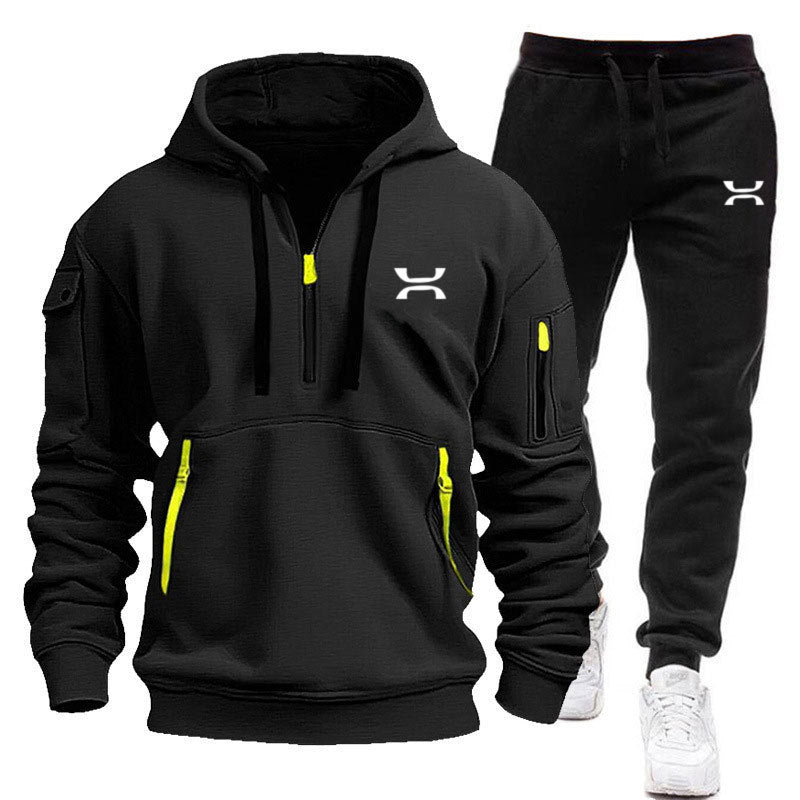 Men's Sporty Hoodie and Tracksuit Set with Functional Pockets and Sporty Cut Mune