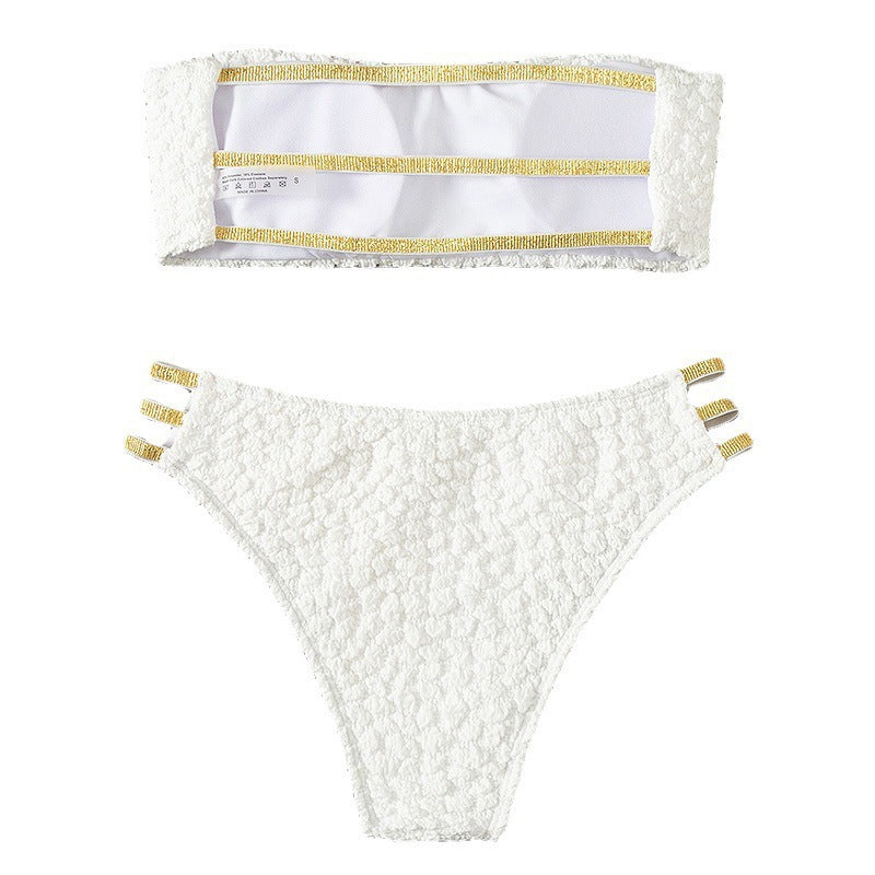 Women's Bandeau Bikini with Elegant Design and Golden Accents Mune Fashion