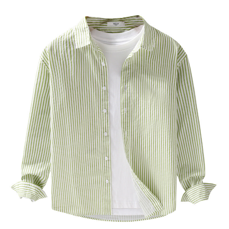 Men's Relaxed-Layering-Shirt with fine vertical stripes, Kent collar and soft cotton blend Mune Fashion
