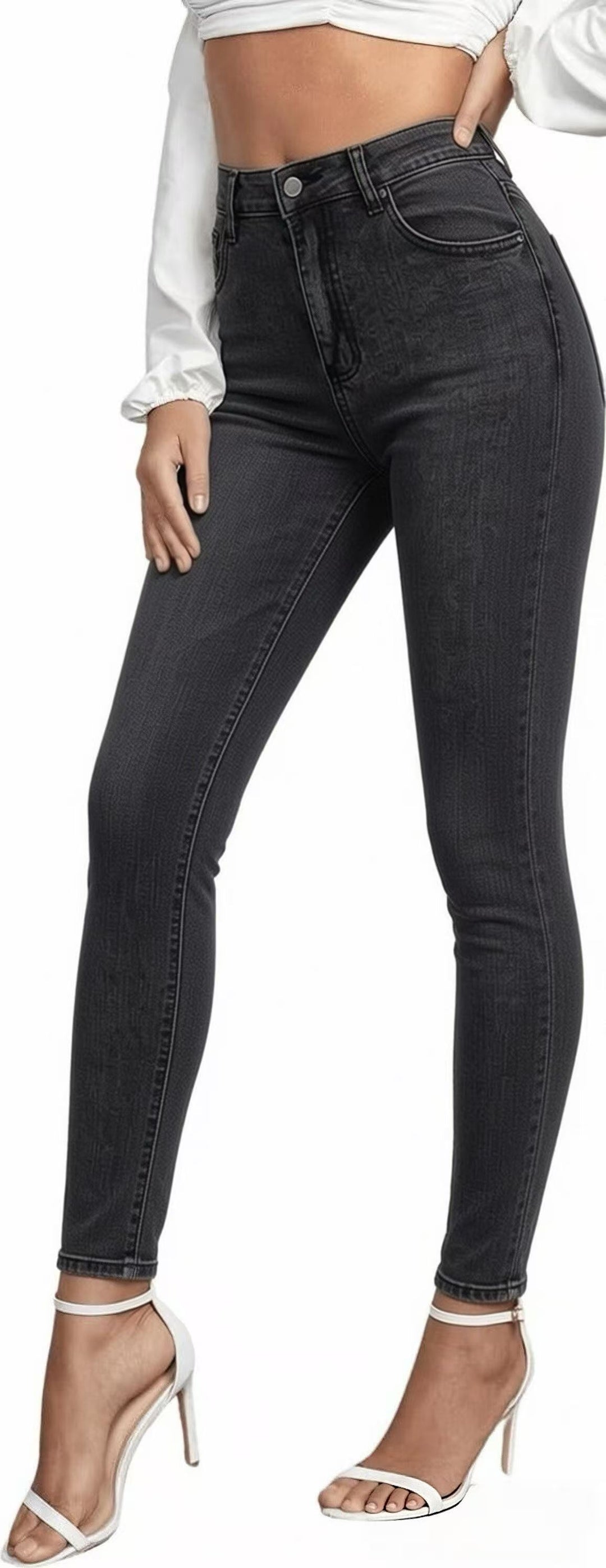 Women's high-waisted skinny jeans with shaping stretch and ankle-length fit Mune Fashion