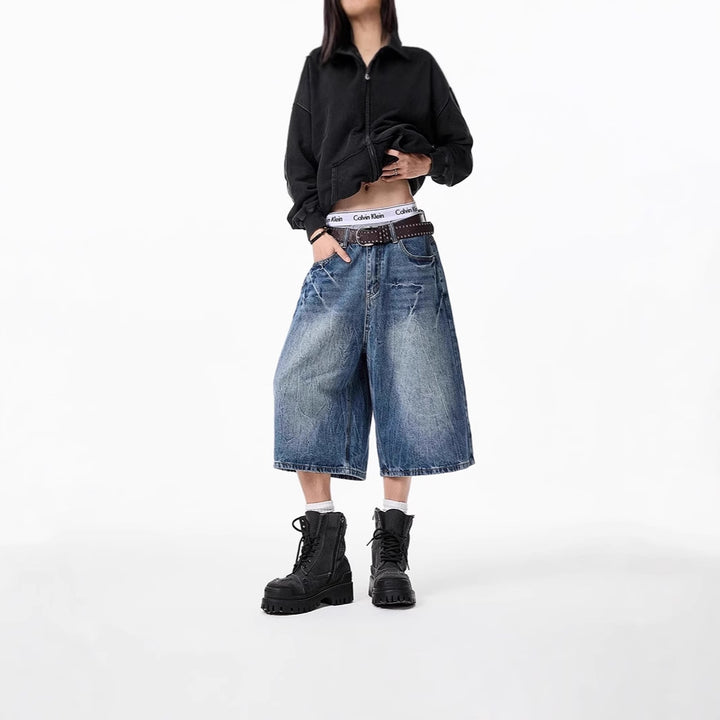 Ladies Wide-Cut Denim Culotte Mune Fashion