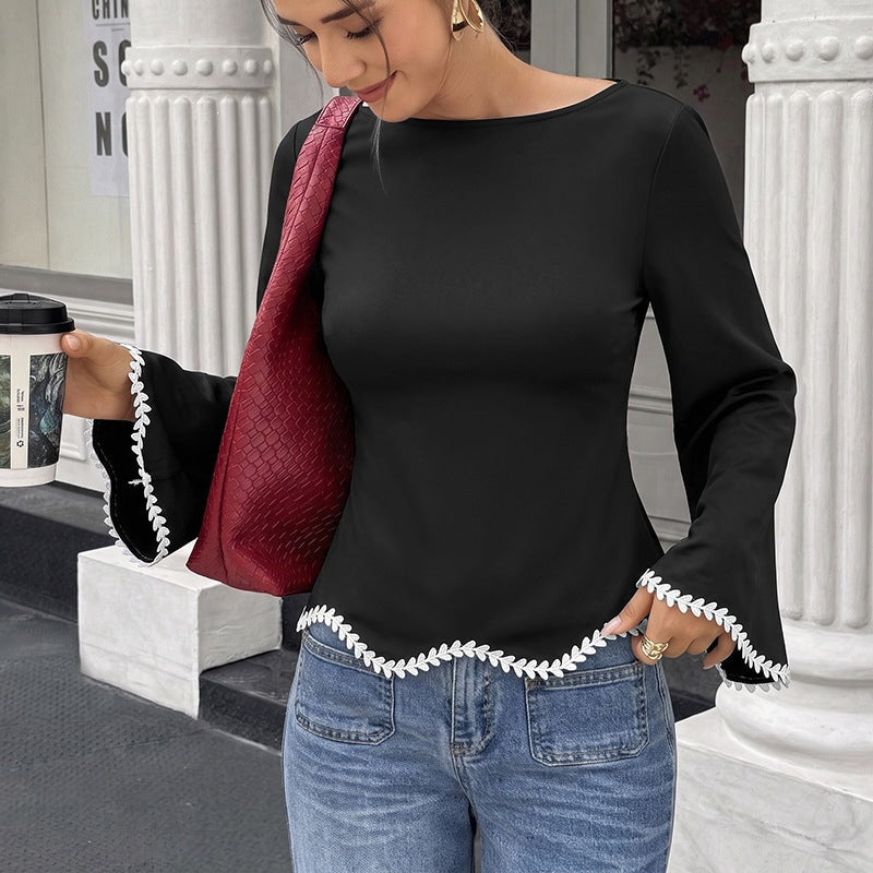 Women Elegant Top with Lace Details Mune Fashion