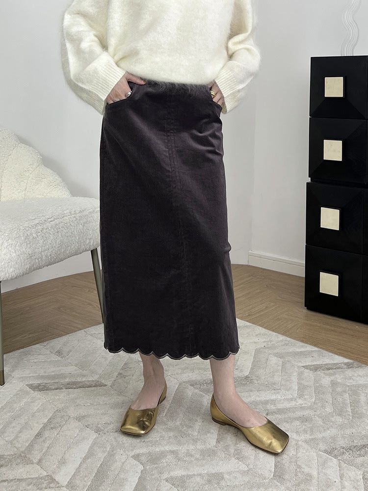 Women Elegant cut Maxi skirt with sculptural hemline Mune Fashion