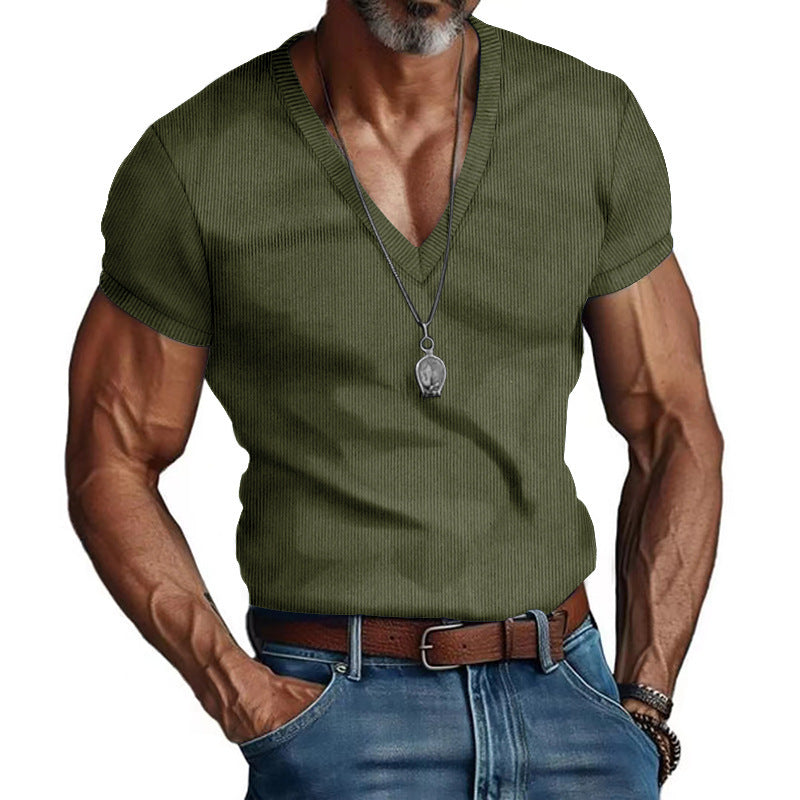 Men's Short Sleeve V-Neck T-Shirt Mune Fashion