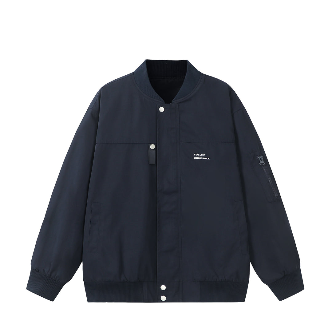 Unisex Short-cut padded bomber jacket with zippered sleeve pocket and ribbed cuffs Mune Fashion