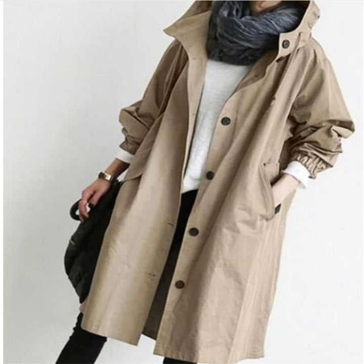 Women's nan lightweight oversized parka coat with hood, drawstring waist and side slit Mune Fashion