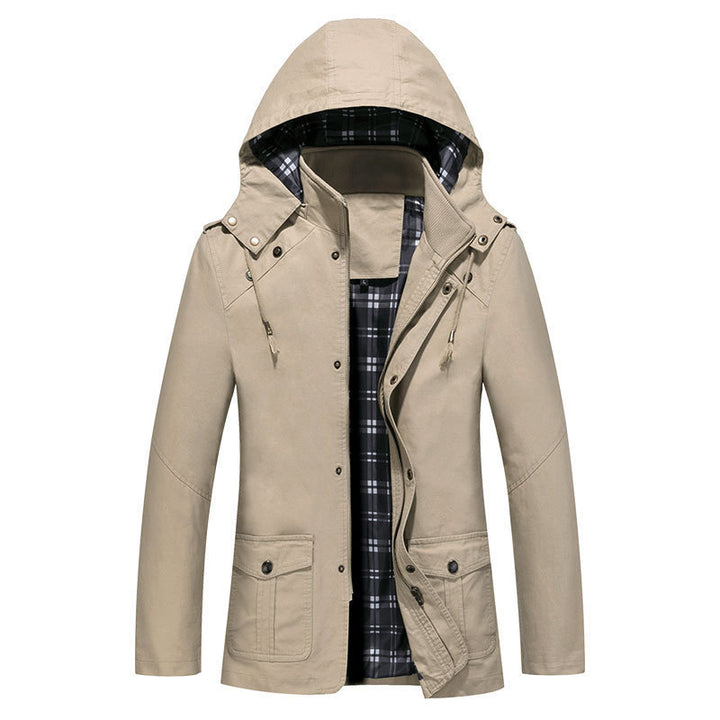 Men's Lightweight Hooded Parka with Checked Lining and Multi-Functional Pockets Mune Fashion
