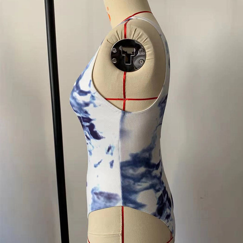 Women's high-cut swimsuit with trendy tie-dye design Mune Fashion