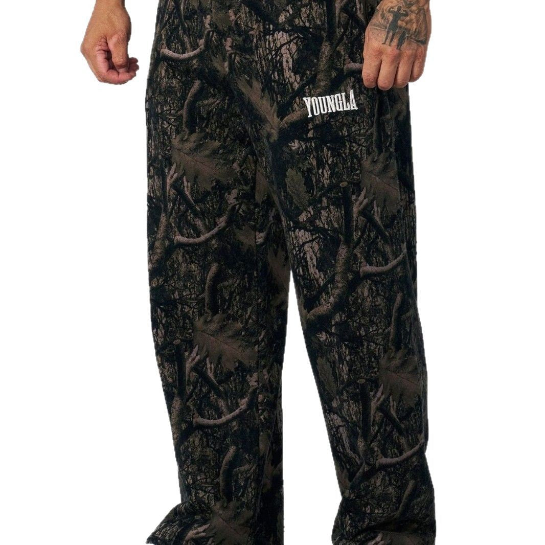 Men's Loose Camouflage Jogging Pants with Elastic Comfort Waistband and Thigh Logo Mune Fashion