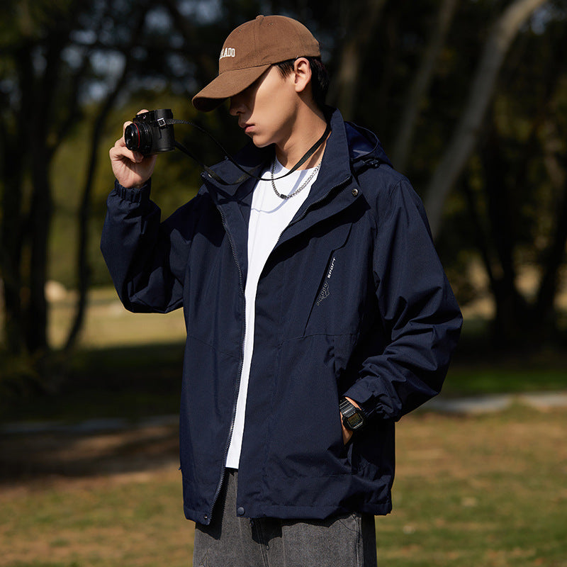 Women two-layer water-repellent outdoor jacket with hood, waist adjustment and contrast piping Mune Fashion
