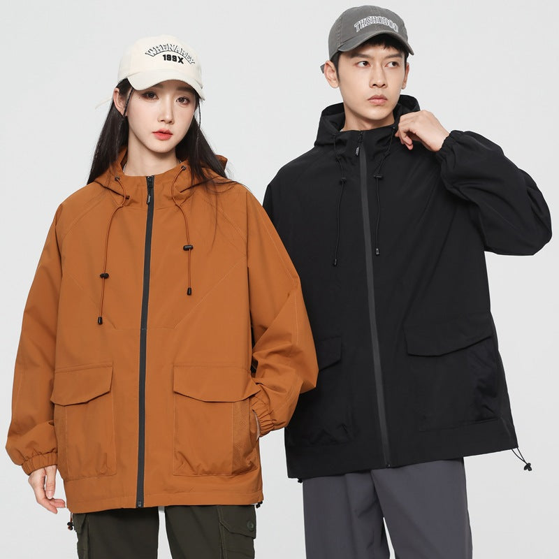 Women Oversize Windbreaker Jacket with Hood and Cargo Pockets Mune Fashion