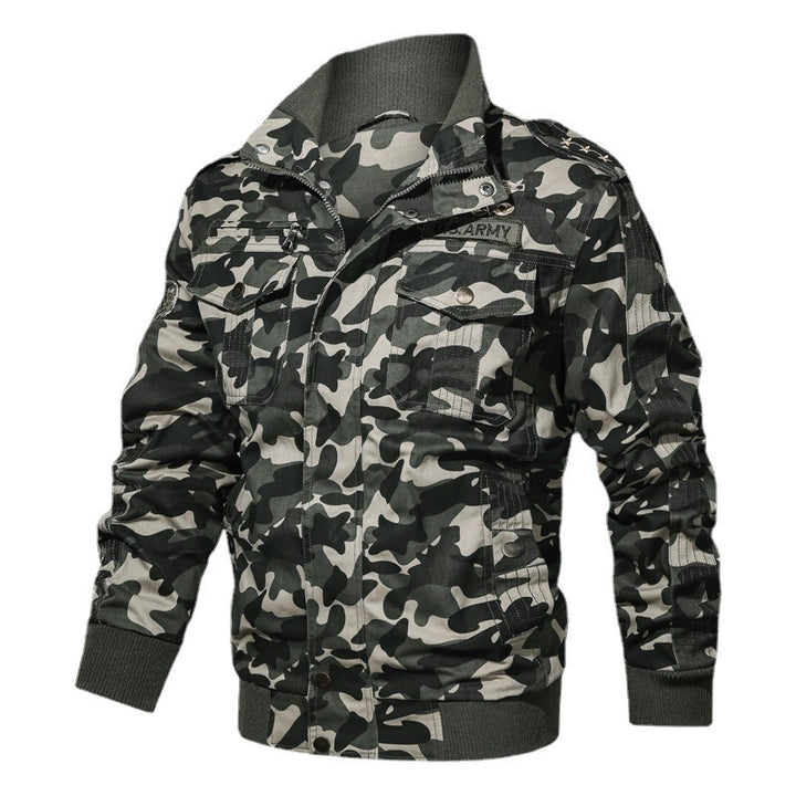 Men's Camouflage Field Blouson in Urban Military Style with Ribbed Cuffs and Multiple Pockets Mune Fashion