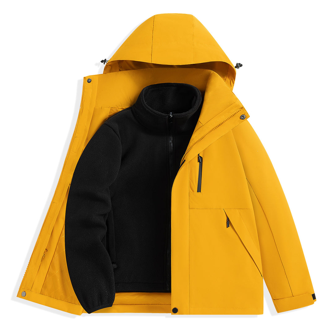 Men's two-layer outdoor parka with removable fleece inner jacket and hood Mune Fashion