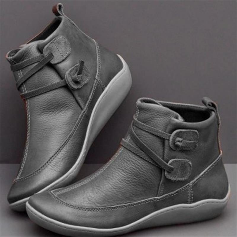 Women elegant ankle-high comfort ankle boots with double strap closure and flexible light sole Mune Fashion