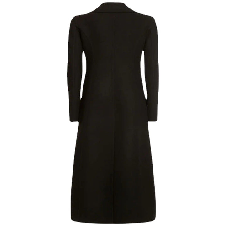 Women's Elegant Floor-Length Wool Blend Long Coat in Clean-Cut Double Breasted with Textured Shoulder Part Mune Fashion