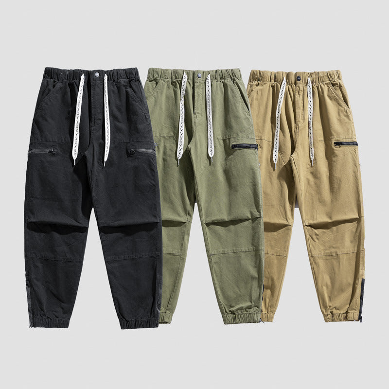 Men's utility cargo pants with elastic waistband, drawstring and zip pockets Drune