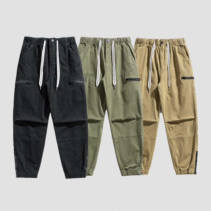 Men's utility cargo pants with elastic waistband, drawstring and zip pockets Drune