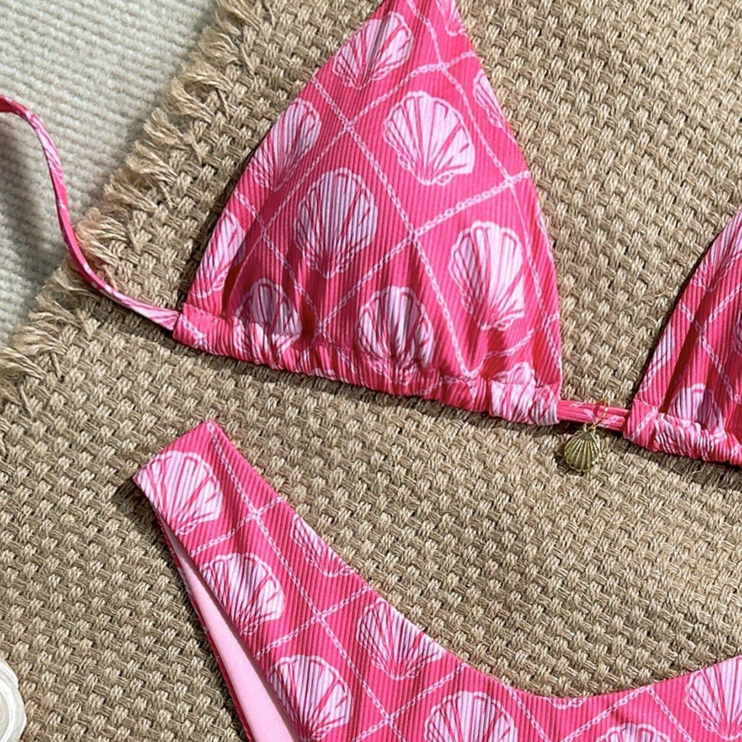 Women's Triangle Bikini with Maritime Shell Pattern Mune Fashion