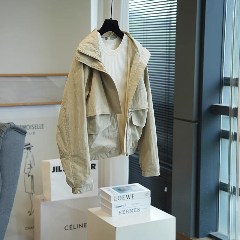 Women's Stylish Transitional Jacket with High Collar and Practical Pockets Mune Fashion