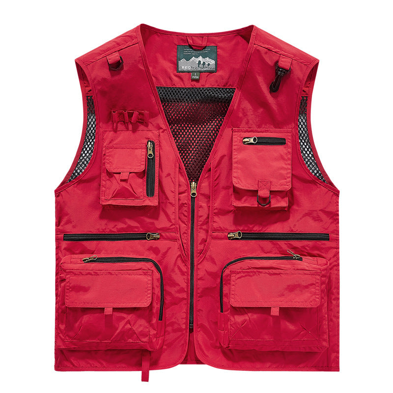 Men's Multifunctional Cargo Utility Vest with numerous zippered pockets and D-rings Mune Fashion