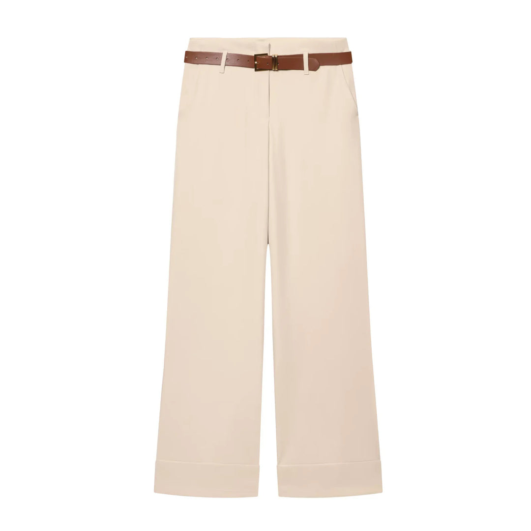 Women's culotte pants with a high waistband, wide leg, wide cuff, and belt loops Mune Fashion
