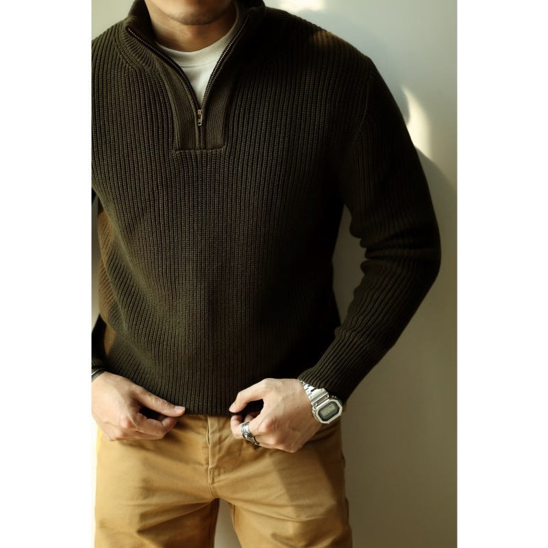 Men's Knit Sweater with Stand Collar Mune Fashion