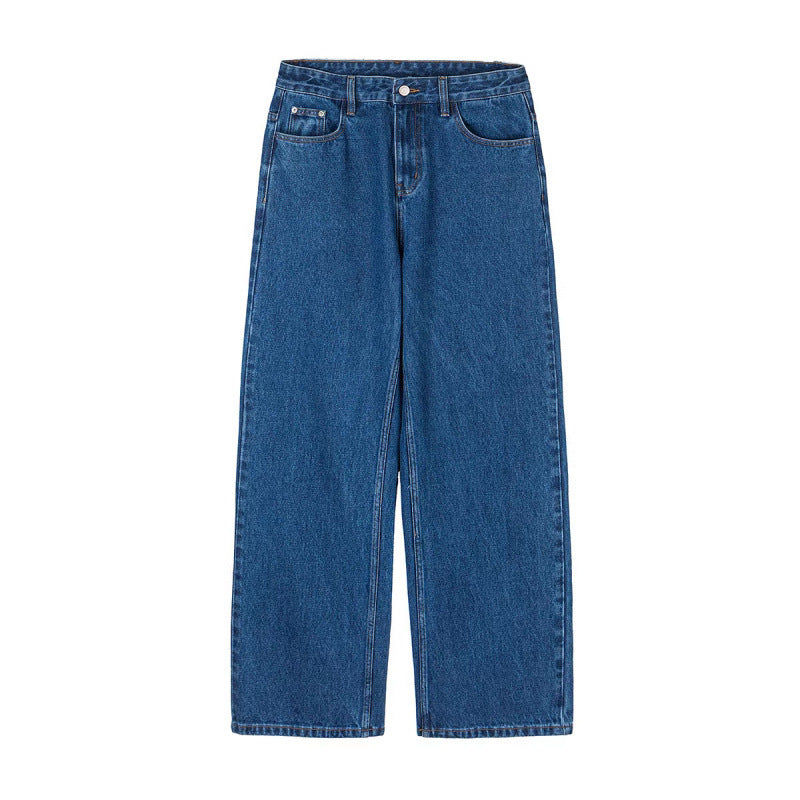 Women's Wide Denim Jeans with High Waist, Straight Leg and Five Pocket Design Mune Fashion