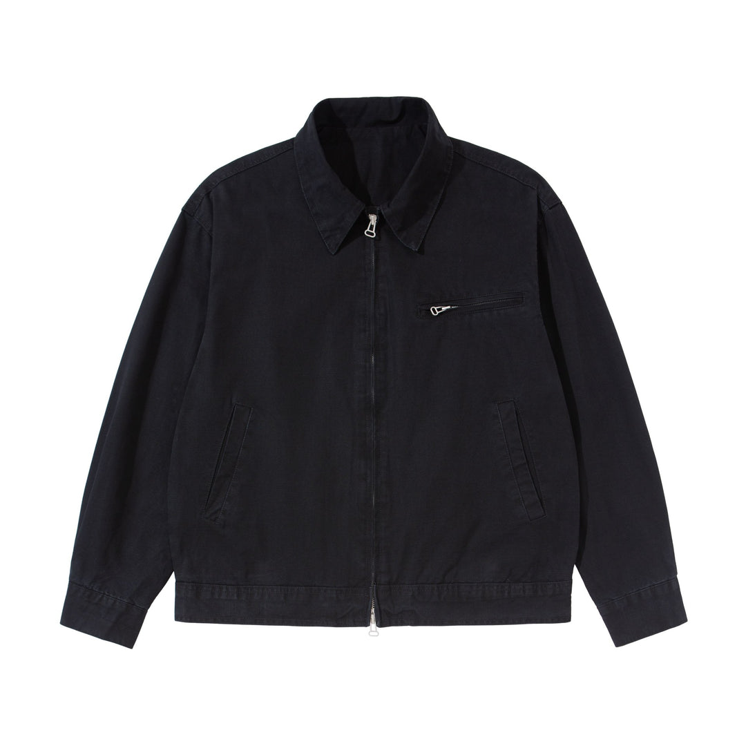 Men's Short Blouson in Vintage-Washed Canvas with Two-Way Zipper Mune Fashion