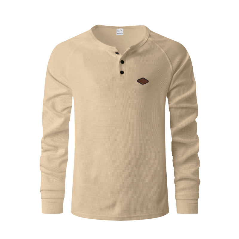 Men's structured long-sleeve shirt with short button placket, raglan sleeves, and subtle logo application Mune Fashion
