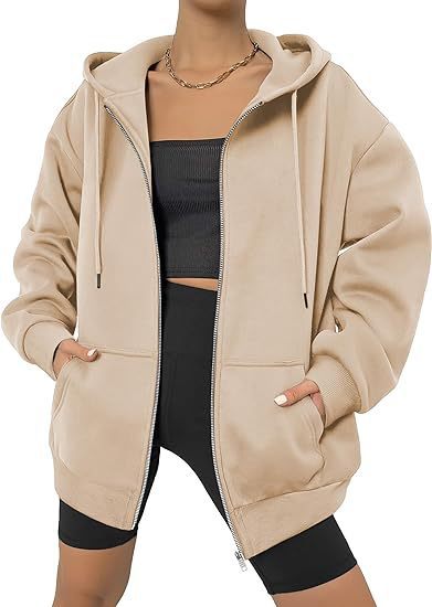 Women's oversized zip hoodie with contrasting zipper, double-layered hood and kangaroo pocket Mune Fashion