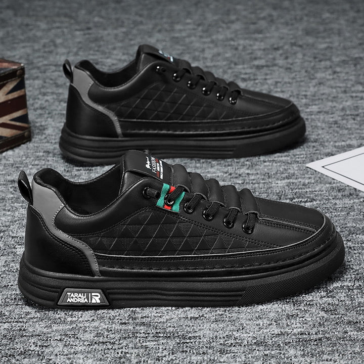 Men's Low-Top Sneaker with Quilted Diamond Design and Thick Rubber Sole Mune Fashion