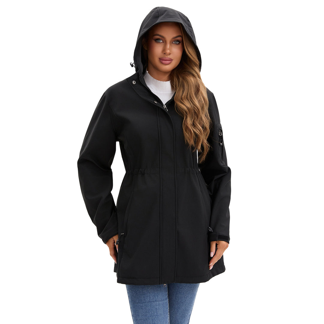 Women's nan functional softshell parka with teddy fleece lining, hood, and waist drawstring Mune Fashion