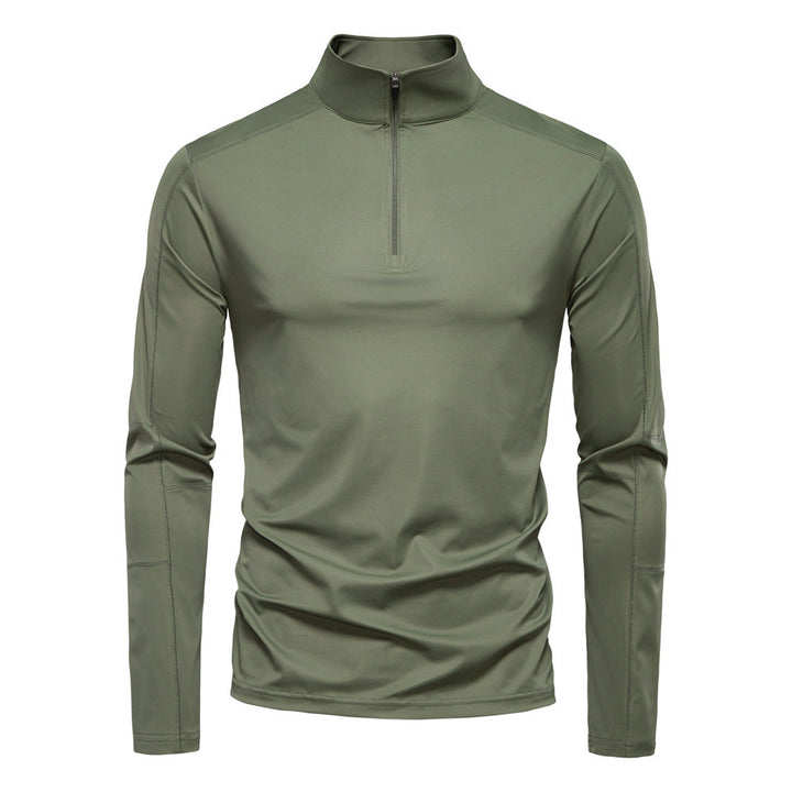 Men's functional long sleeve shirt with stand-up collar and half zipper Mune Fashion