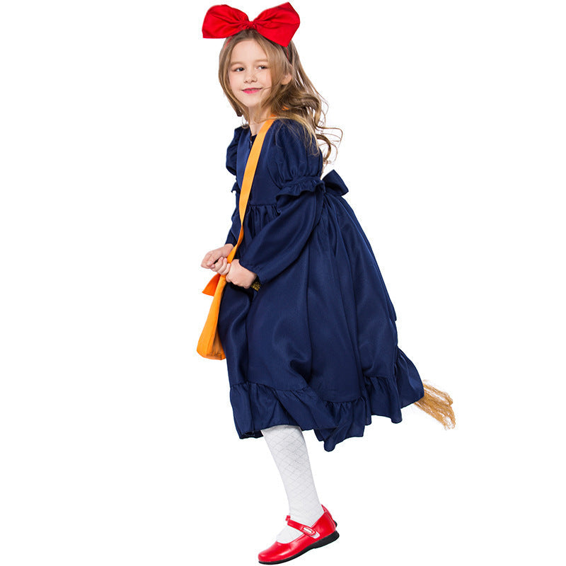 Girl Fairy Tale Witch Costume with Tulle Skirt and Ruffles Mune Fashion