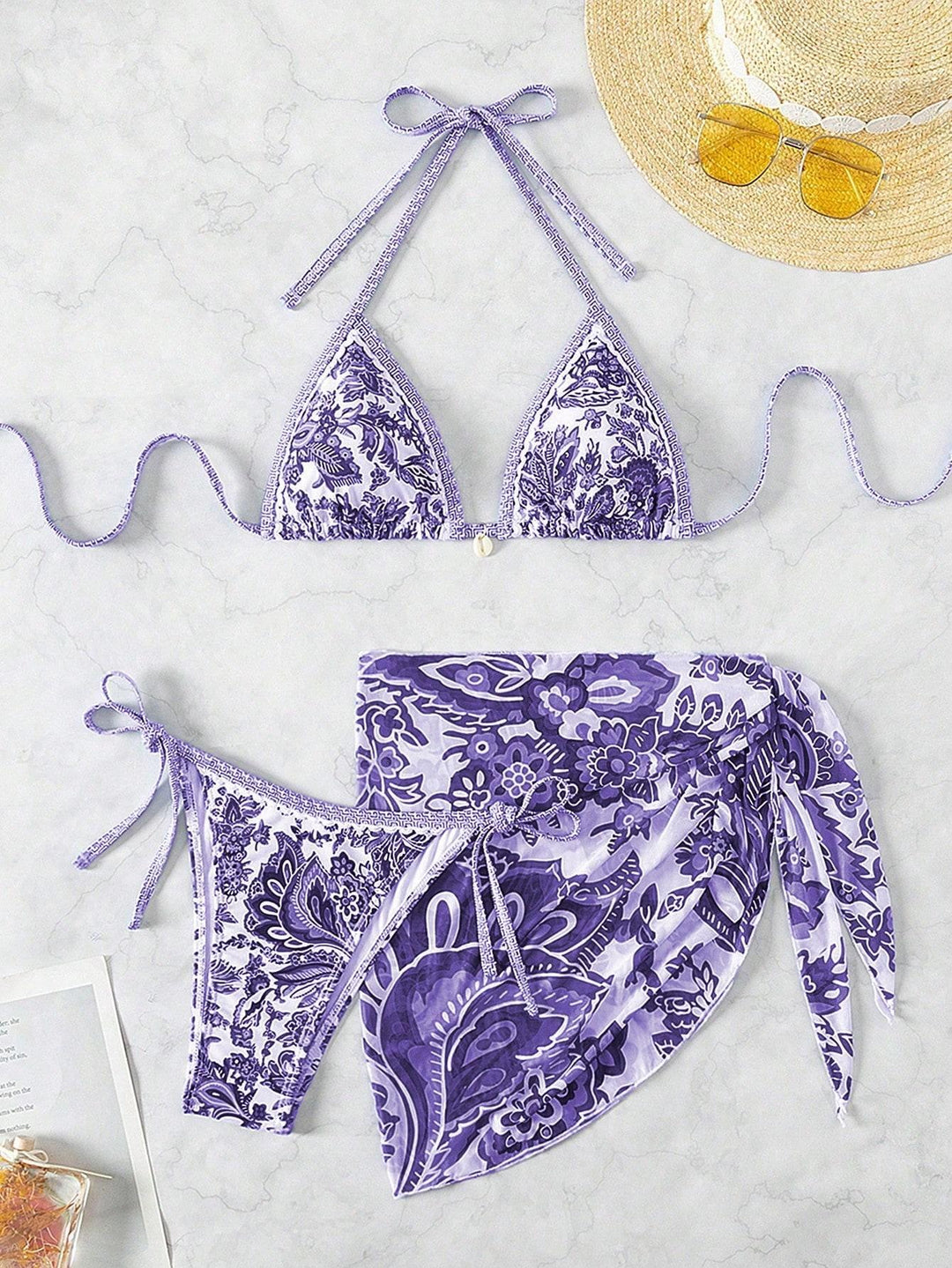 Women's Triangle Bikini Set with Elegant Wrap Skirt Mune Fashion