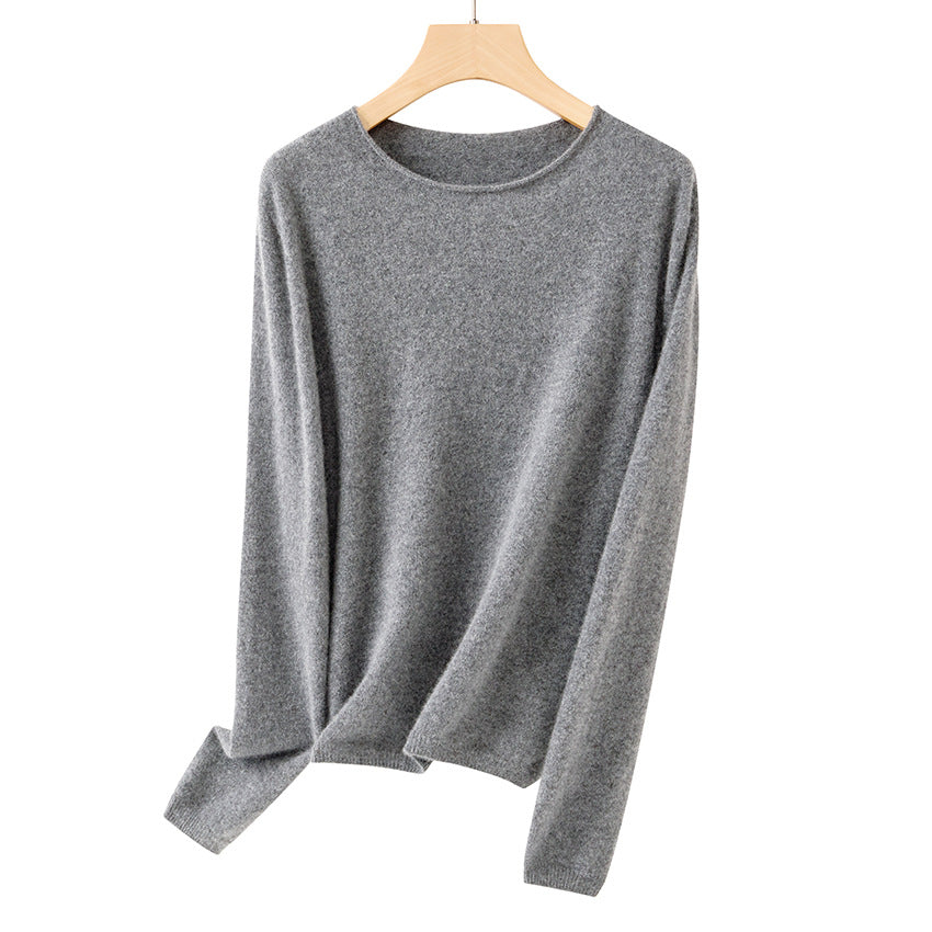 Women Fine ultralight round neck sweater made of microfiber fine knit with minimalist silhouette Mune Fashion